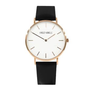 Kinsley Armelle Ashen Black Leather Watch!!